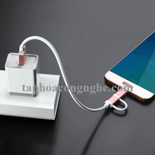 Ugreen 30542 0.5M màu Hồng Cáp USB-A sang Micro USB + USB-C cao cấp US177 30030542